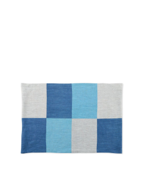 Linen Patchwork Placemat In Blues