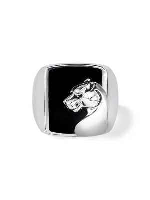 Effy Men's Sterling Silver Onyx Panther Ring, 7.90 Tcw