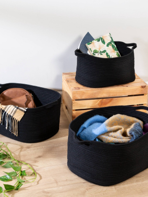Honey-can-do 3pc Cotton Coil Baskets Black