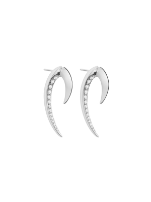 18ct White Gold And Diamond Small Hook Earrings