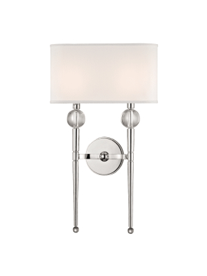 Rockland 2 Light Wall Sconce Polished Nickel