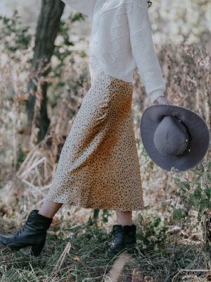 Cheetah Satin Midi Skirt