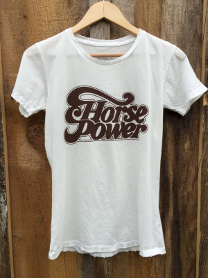 Horse Power Womens Tee White/brown