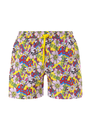 Gcds Graphic Print Drawstring Swim Shorts