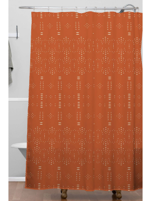 Grace Saona Pattern Terracotta Shower Curtain Orange - Deny Designs