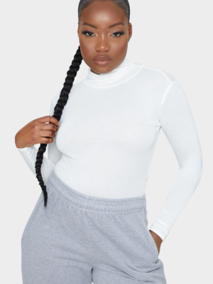 Petite Cream Basic Roll Neck Long Sleeve Bodysuit