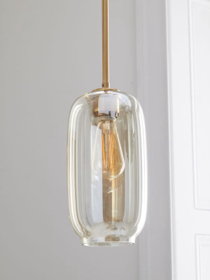 Sculptural Glass Pebble Pendant - Champagne