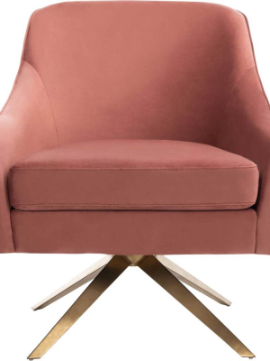 Leif Channeled Velvet Accent Chair Dusty Rose