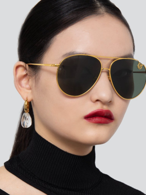 Joni Aviator Sunglasses In Light Gold And Burgundy