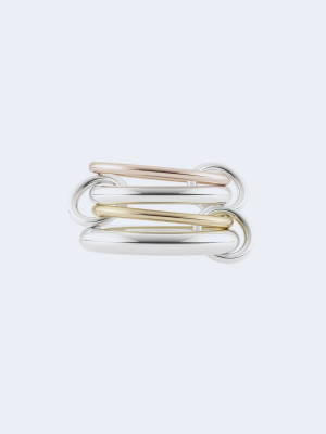 Hyacinth Mx 4 Linked 18k Mixed Gold Rings With Sterling Silver Connectors