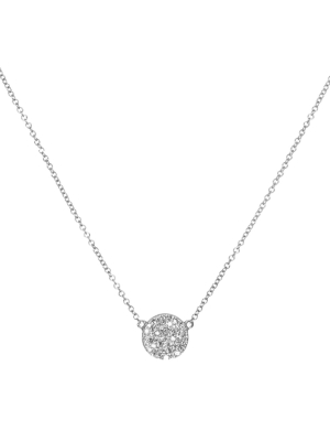 Diamond Disk Necklace - White Gold