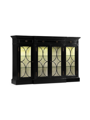 Four Door Breakfront Black Display Cabinet