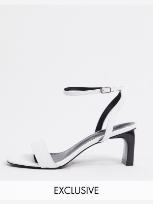 Z_code_z Exclusive Alama Vegan Minimal Heeled Sandal In White Croc