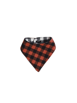 Reversible Flannel Bib - White/ Red