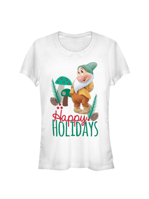 Junior's Snow White And The Seven Dwarves Christmas Bashful T-shirt