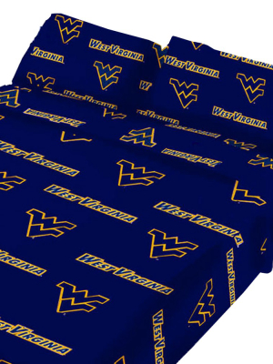 West Virginia Bed Sheet Set Collegiate Blue Cotton Bedding