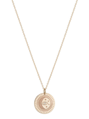 14k Small Celestial Protection Medallion With Diamond