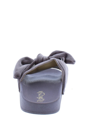 Sandy03 Grey Knotted Open Toe Mule Slide Sandal