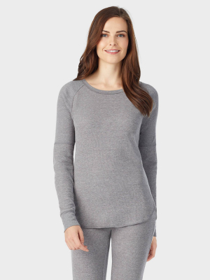 Warm Essentials By Cuddl Duds Women's Waffle Thermal Scoop Neck Top