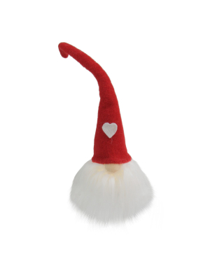 Northlight 13" Pre-lit Red And White Gnome With Hat And Heart Christmas Decoration