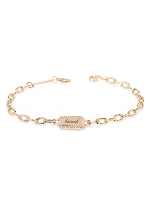 14k Personalized Rounded Rectangle Bracelet With Diamonds