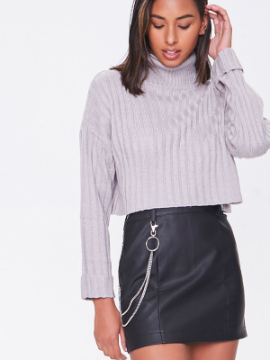 Faux Leather Wallet Chain Skirt