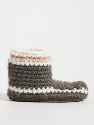 Striped Knit Slipper Boots