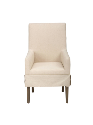 Fabric Upholste Wooden Dining Chair With Armrests Olive Green - Benzara