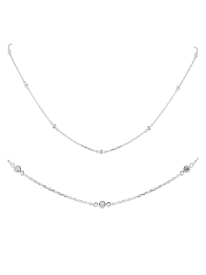 Pompeii3 1/4ct Diamonds Bezel Station Necklace 18" 14k White Gold Womens