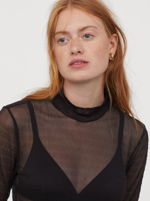 Ribbed Mock-turtleneck Top