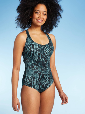 Women's Tie Back One Piece Swimsuit - All In Motion™ Teal