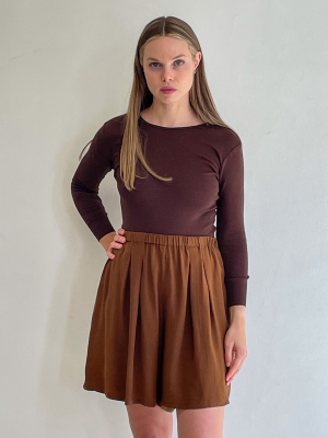 Chocolate Silk Pull On Short