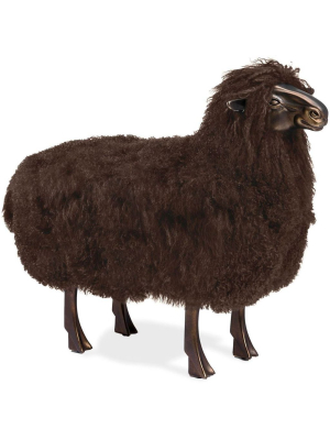 Interlude Home Gabriel Sheep Sculpture - Antique Bronze - Chocolate Brown