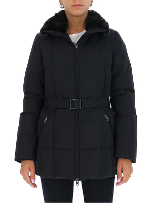 Woolrich Fur-trim Belted Coat