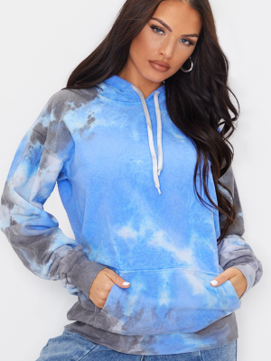 Blue Acid Washed Oversized Hoodie