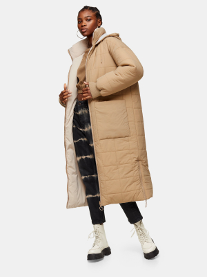 Ecru Longline Padded Puffer Jacket