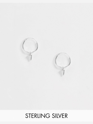 Kingsley Ryan Hoop Earrings With Spike Detail In Sterling Silver