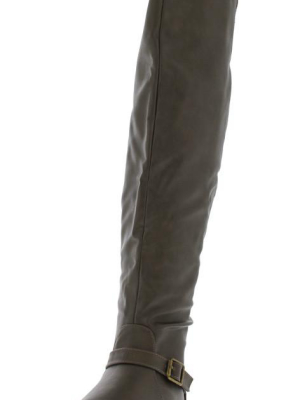 Tiara44 Taupe Flat Over The Knee Boot