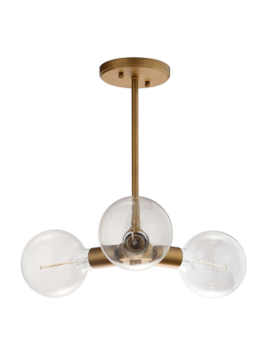 12" Harkin 3 Light Adjustable Pendant Gold - Safavieh