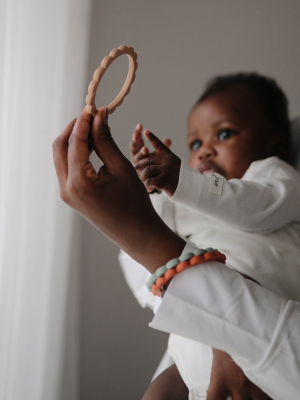 Flower Teething Bracelet 3-pack (cambridge Blue/clementine/natural)