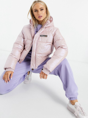 Ellesse Cropped Puffer Jacket In Pearlescent