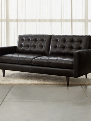 Petrie Leather Midcentury Apartment Sofa