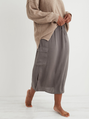 Aerie Satin Cargo Slip Skirt