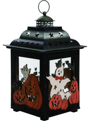 Transpac Glass 14 In. Black Halloween Lantern