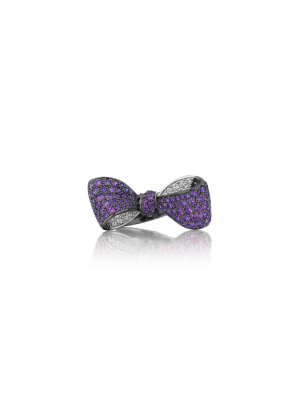 Bow Amethyst & Diamond Ring - Mid