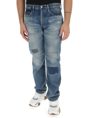 Junya Watanabe Distressed Patches Straight-leg Jeans