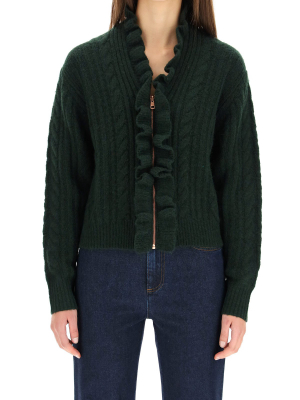 See By Chloé Ruffled Cable-knit Cardigan