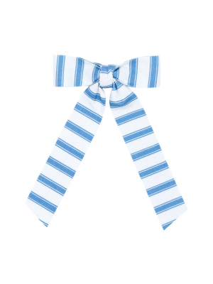 Girls Boca Blue Stripe Bow With Tails