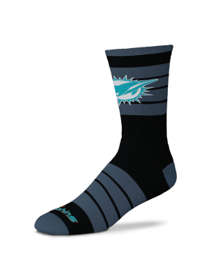 Nfl Miami Dolphins Black Crew Socks - L