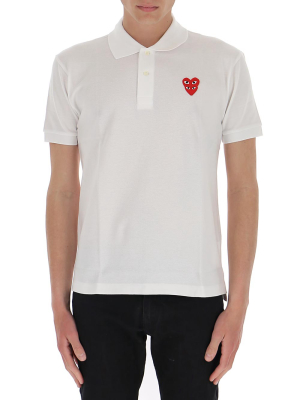 Comme Des Garçons Play Double Logo Patch Polo Shirt